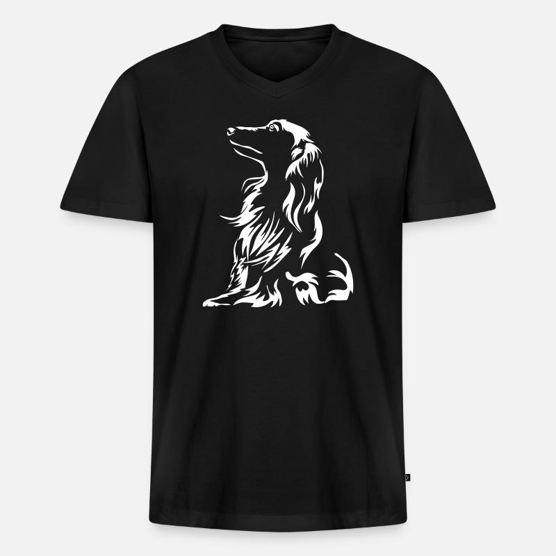Dackel "Black Edition" - Männer Premium Bio T-Shirt mit V-Ausschnitt - Schwarz