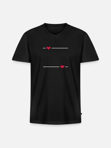 Line Heart Stroke Ornament - Men's Premium Organic T-shirt with V-neck - black