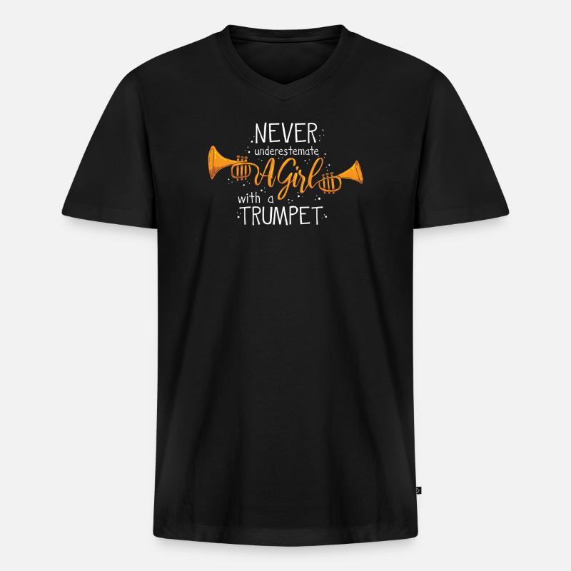 Trompete Trompeter - Männer Premium Bio T-Shirt mit V-Ausschnitt - Schwarz