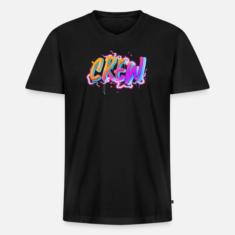 Crew - Männer Premium Bio T-Shirt mit V-Ausschnitt - Schwarz