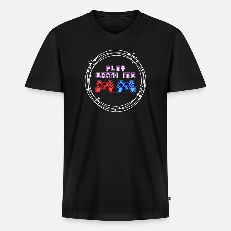 Multiplayer Gamer Controller Zocker - Männer Premium Bio T-Shirt mit V-Ausschnitt - Schwarz