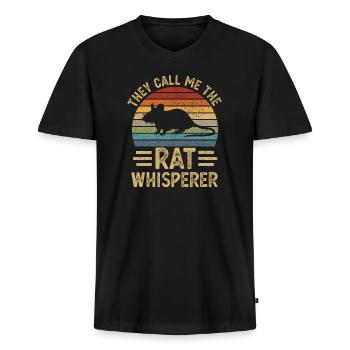 Ratte Ratten - Männer Premium Bio T-Shirt mit V-Ausschnitt - Schwarz - Vorne - Nico (187cm)