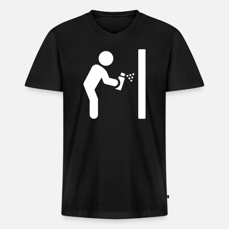 Graffiti Sprayer - Männer Premium Bio T-Shirt mit V-Ausschnitt - Schwarz