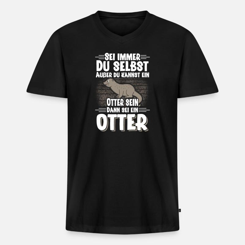 Otter - Männer Premium Bio T-Shirt mit V-Ausschnitt - Schwarz