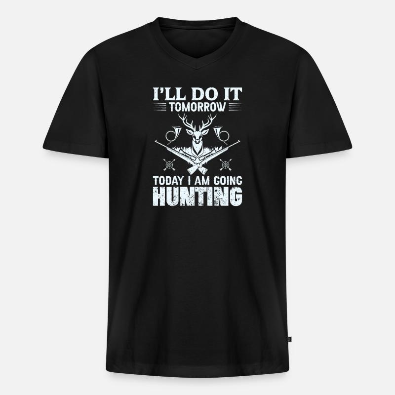 Jäger - Männer Premium Bio T-Shirt mit V-Ausschnitt - Schwarz