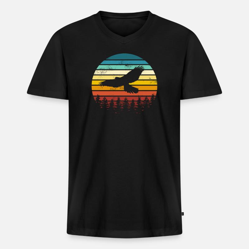 Vogel Adler - Männer Premium Bio T-Shirt mit V-Ausschnitt - Schwarz