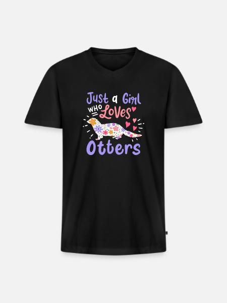 Otter Seeotter Otterliebhaber - Männer Premium Bio T-Shirt mit V-Ausschnitt - Schwarz