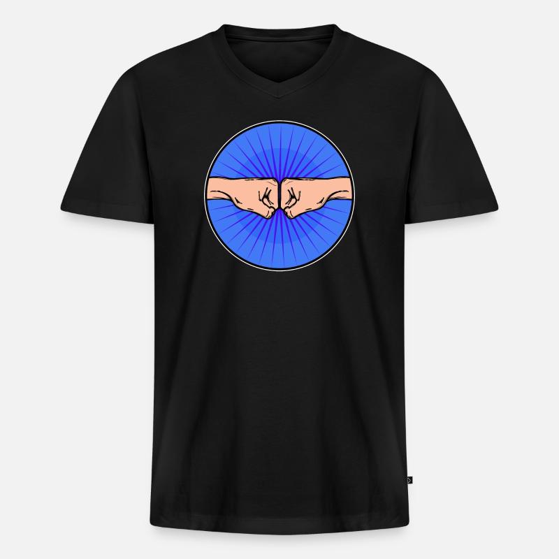 Buddy Beste Freunde - Männer Premium Bio T-Shirt mit V-Ausschnitt - Schwarz