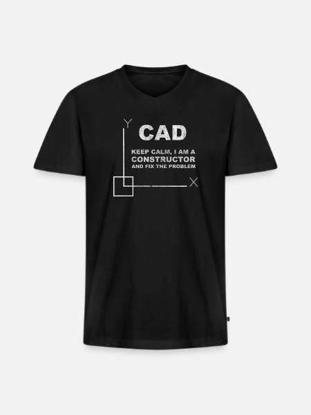 CAD Keep Calm Constructor Engineering - T-shirt encolure en V Premium bio Homme - noir
