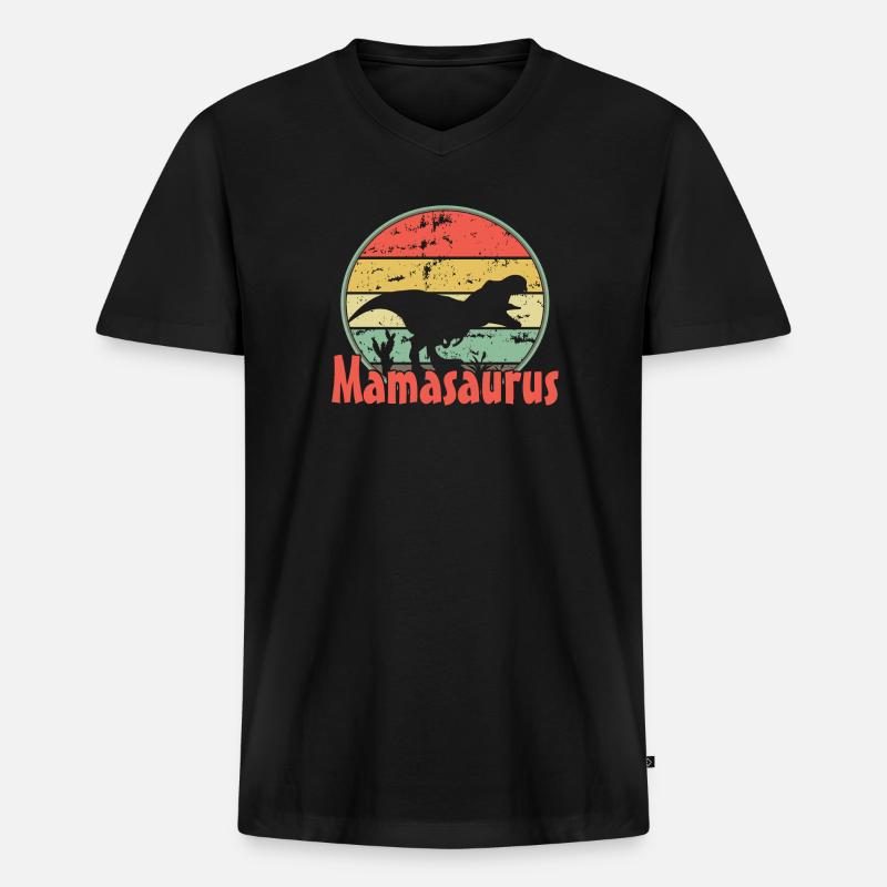 Mama Mamasaurus - Männer Premium Bio T-Shirt mit V-Ausschnitt - Schwarz