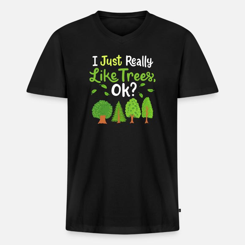 Bäume Wald - Männer Premium Bio T-Shirt mit V-Ausschnitt - Schwarz