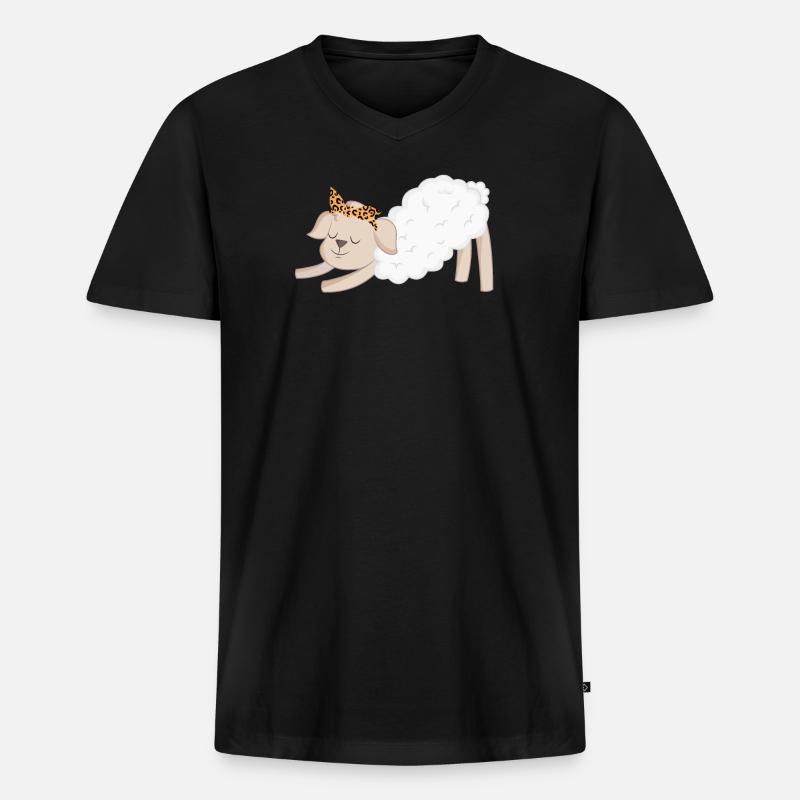 Schaf Schafe - Männer Premium Bio T-Shirt mit V-Ausschnitt - Schwarz