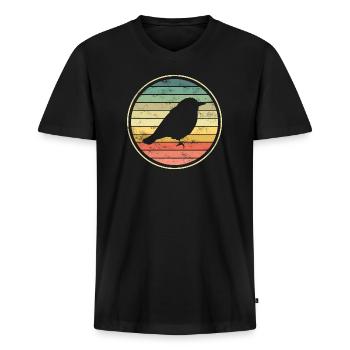 Vogel Vögel - Männer Premium Bio T-Shirt mit V-Ausschnitt - Schwarz - Vorne - Nico (187cm)