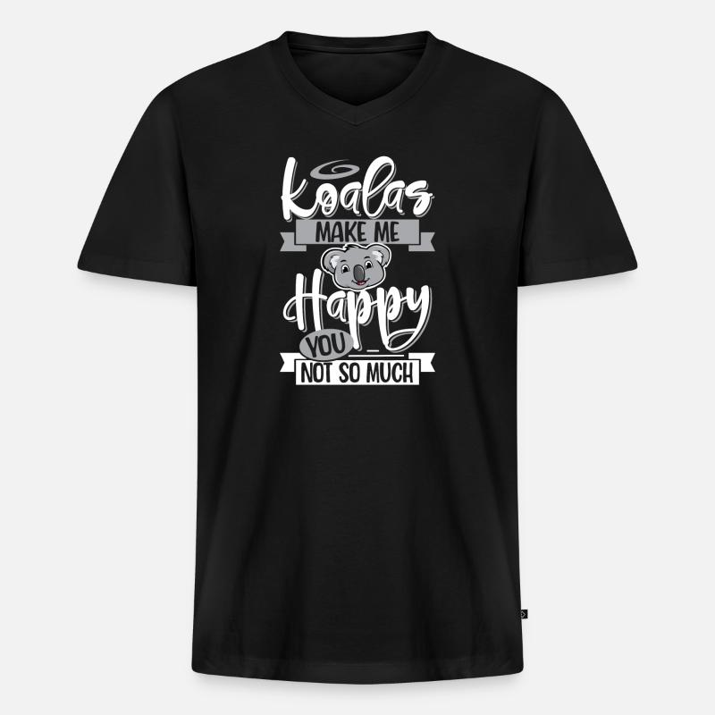 Koala - Männer Premium Bio T-Shirt mit V-Ausschnitt - Schwarz