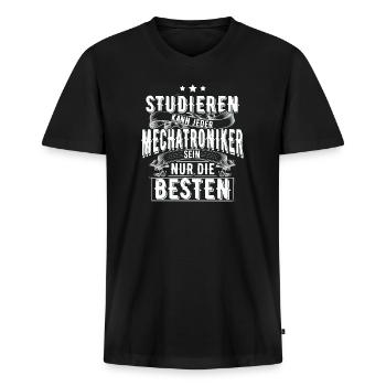 Mechatroniker - Männer Premium Bio T-Shirt mit V-Ausschnitt - Schwarz - Vorne - Nico (187cm)