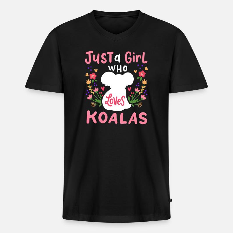 Koala Koala-Liebhaber - Männer Premium Bio T-Shirt mit V-Ausschnitt - Schwarz