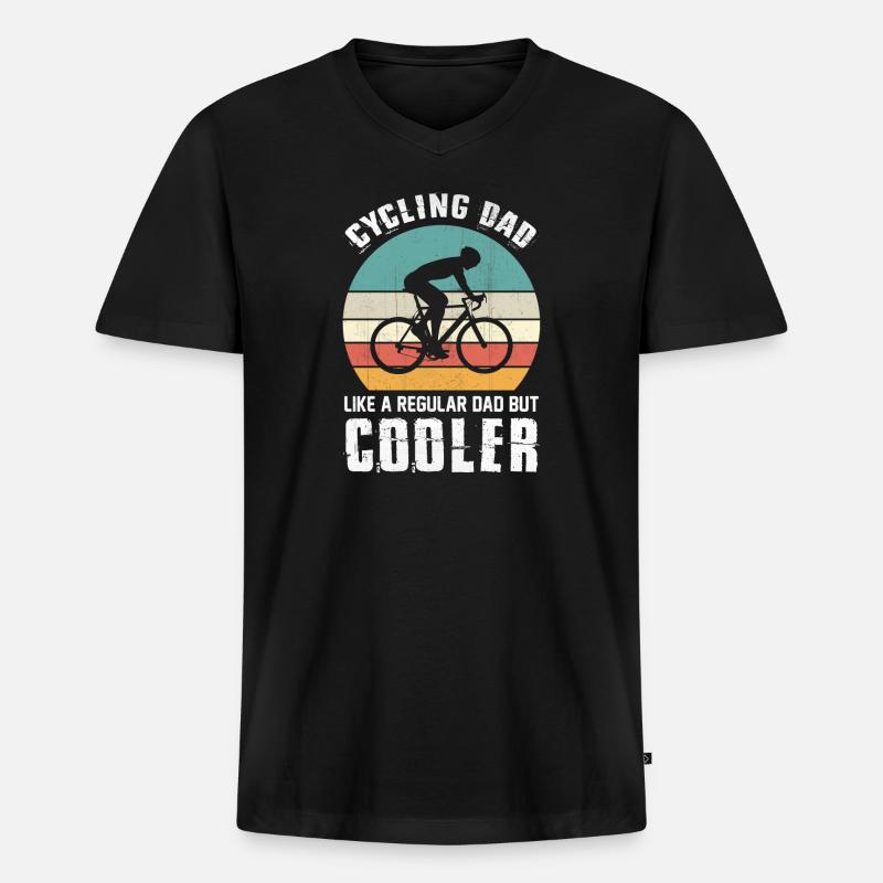 Fahrradfahrender Vater - Männer Premium Bio T-Shirt mit V-Ausschnitt - Schwarz