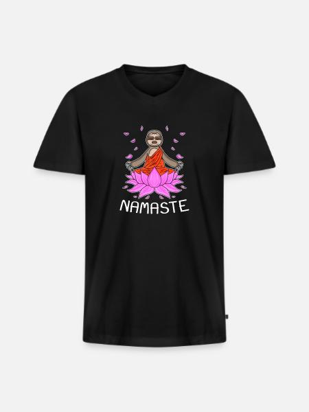 Yoga Namaste Sloth - Men's Premium Organic T-shirt with V-neck - black