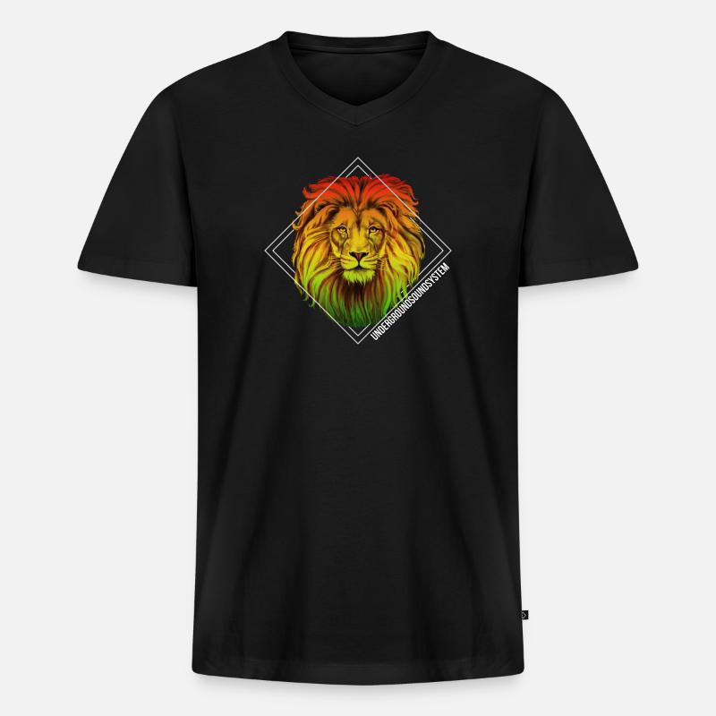 Regenbogenlöwe Diamond Muster - Männer Premium Bio T-Shirt mit V-Ausschnitt - Schwarz