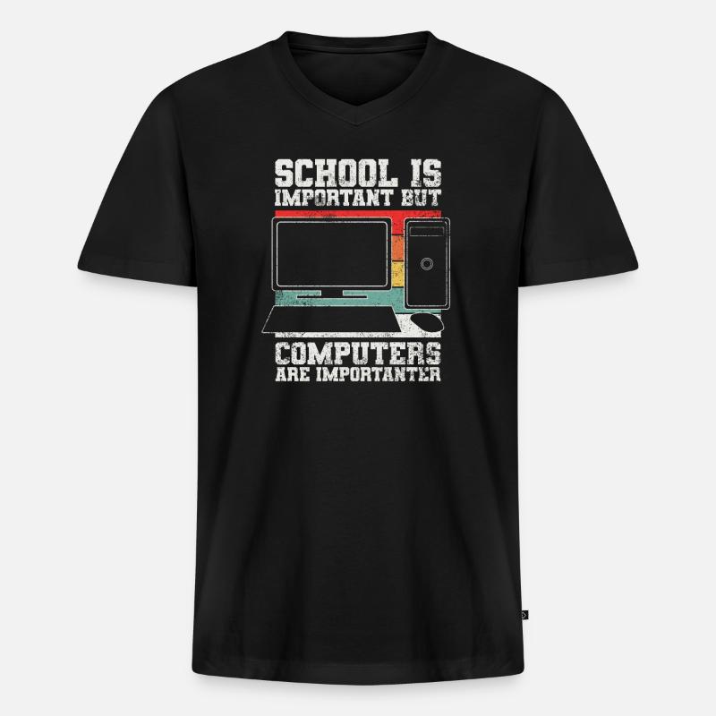 Computer Programmierer - Männer Premium Bio T-Shirt mit V-Ausschnitt - Schwarz
