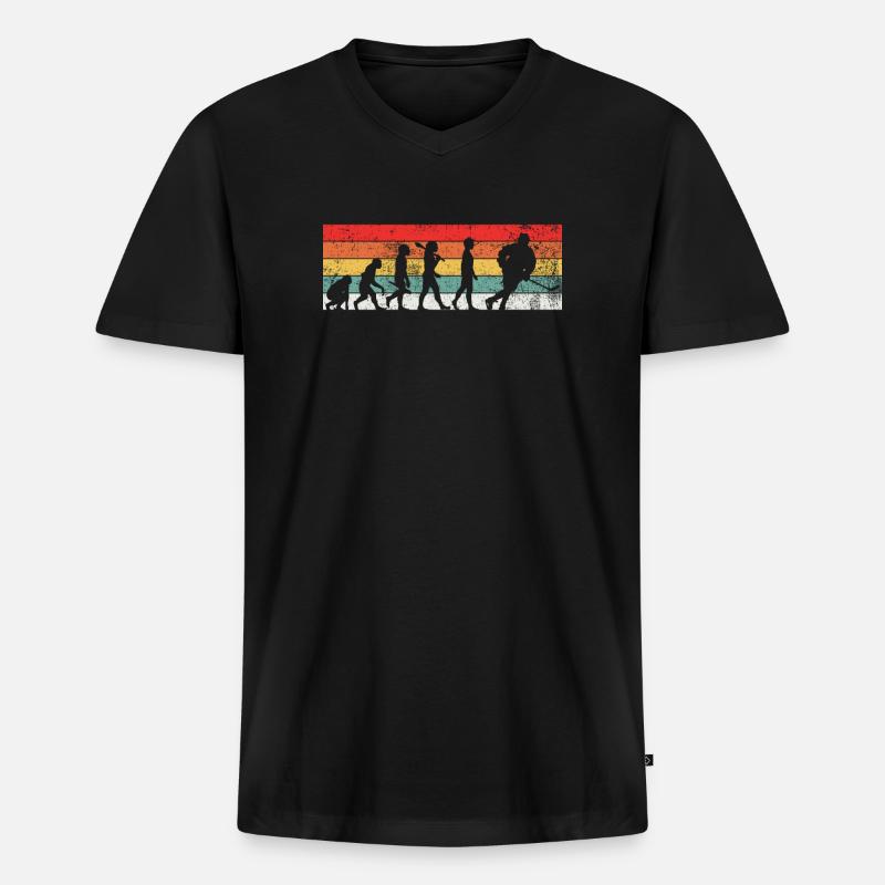 Eishockey Eishockeyspieler Evolution - Männer Premium Bio T-Shirt mit V-Ausschnitt - Schwarz