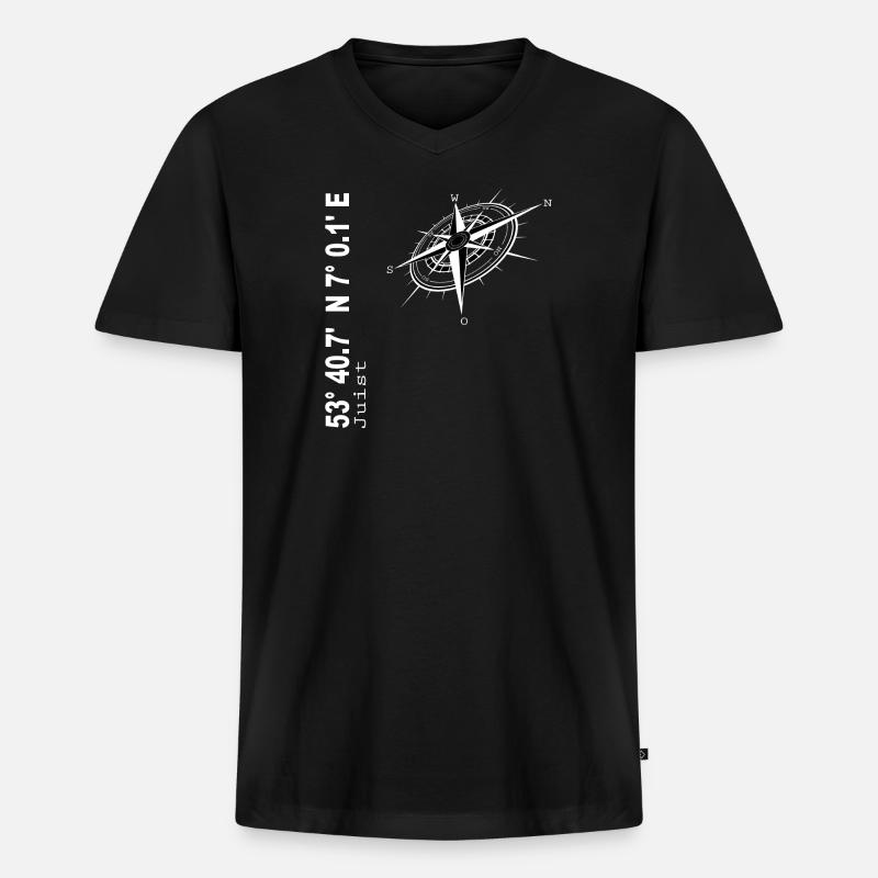 Juist - Männer Premium Bio T-Shirt mit V-Ausschnitt - Schwarz