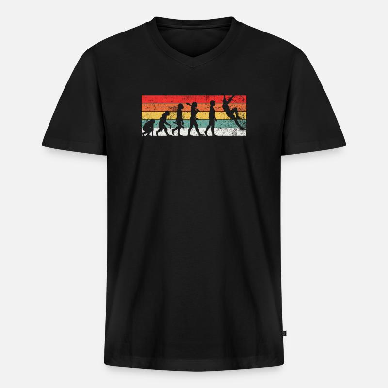 Kletterer Evolution - Männer Premium Bio T-Shirt mit V-Ausschnitt - Schwarz