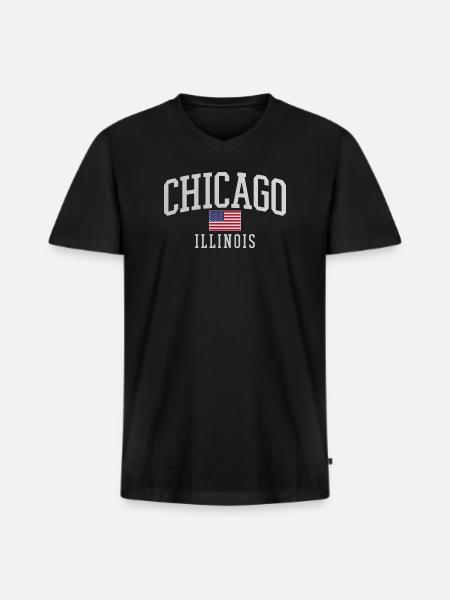 Chicago Flag Arc Emblem - Männer Premium Bio T-Shirt mit V-Ausschnitt - Schwarz