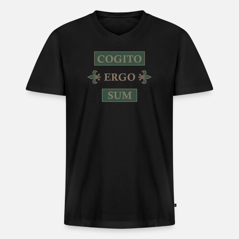 Cogito ergo sum - Männer Premium Bio T-Shirt mit V-Ausschnitt - Schwarz