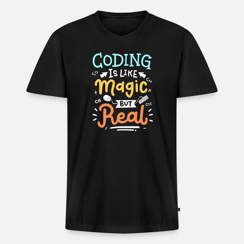 Codierung Programmierung - Männer Premium Bio T-Shirt mit V-Ausschnitt - Schwarz