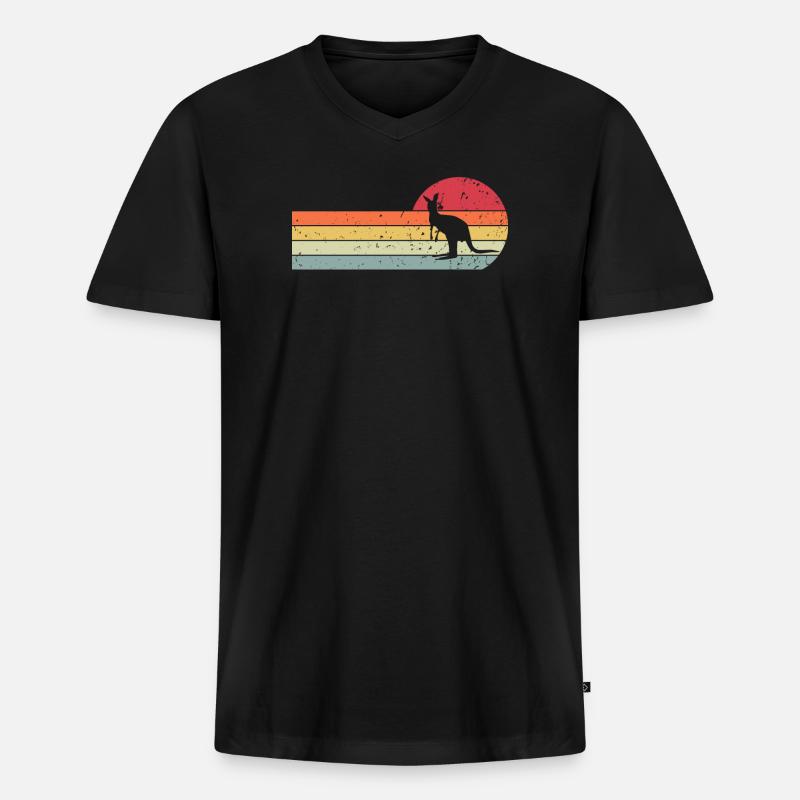 Känguru - Männer Premium Bio T-Shirt mit V-Ausschnitt - Schwarz