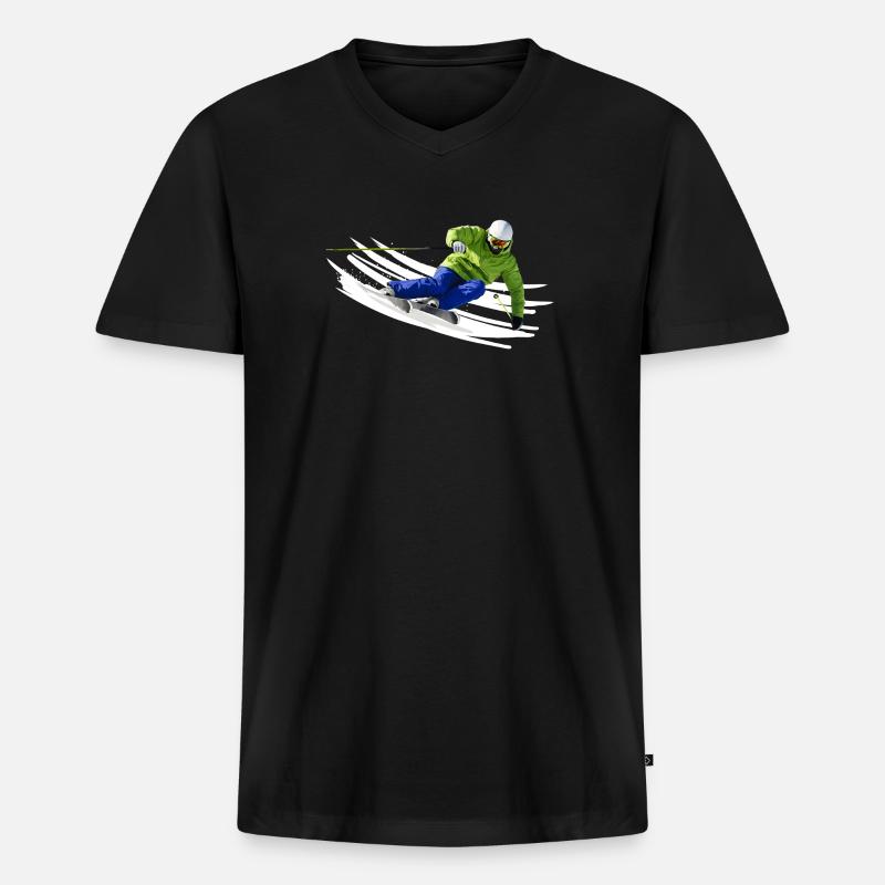 Ski - Männer Premium Bio T-Shirt mit V-Ausschnitt - Schwarz