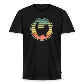 Katze Katzen - Männer Premium Bio T-Shirt mit V-Ausschnitt - Schwarz - Vorne - Nico (187cm)
