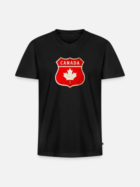 Canada Coat of Arms Flags Design - Men's Premium Organic T-shirt with V-neck - black