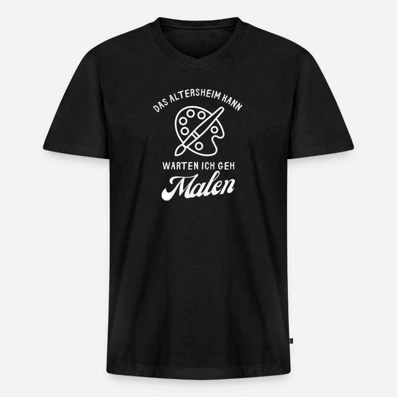 Alterheim Malen Spruch - Männer Premium Bio T-Shirt mit V-Ausschnitt - Schwarz