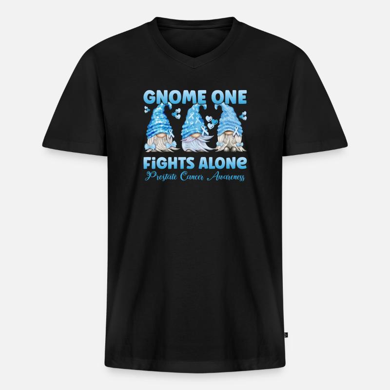 Prostata Krebs Prostatakarzinom Hellblau Gnom - Männer Premium Bio T-Shirt mit V-Ausschnitt - Schwarz
