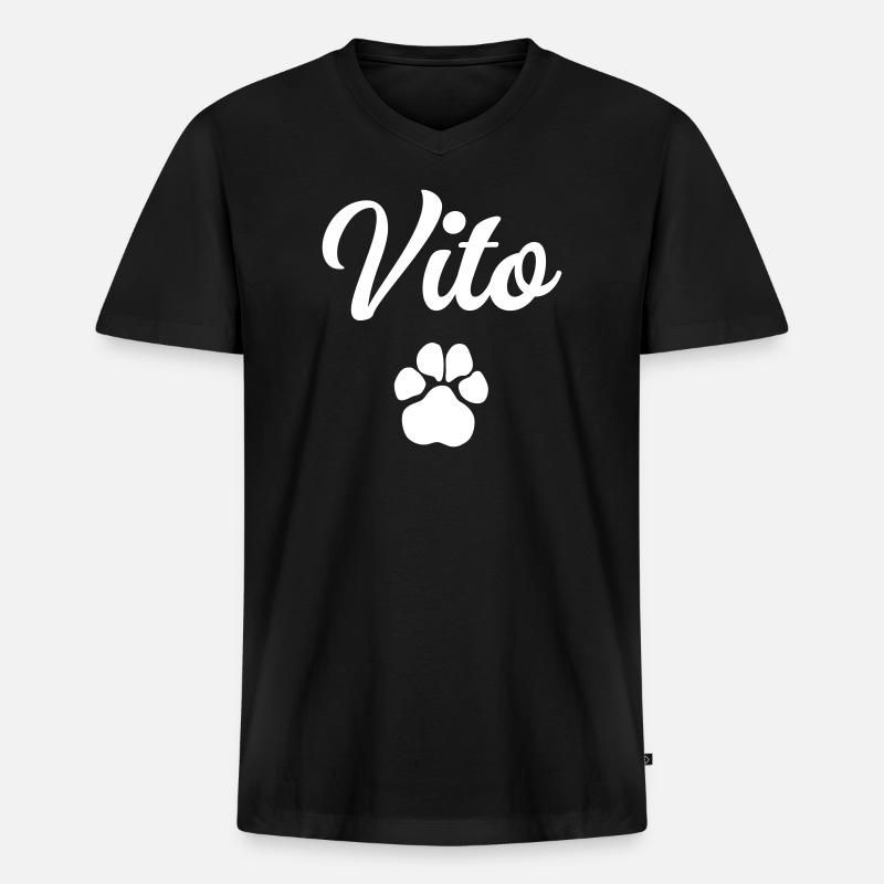 Hundename VITO mit Pfote - Männer Premium Bio T-Shirt mit V-Ausschnitt - Schwarz