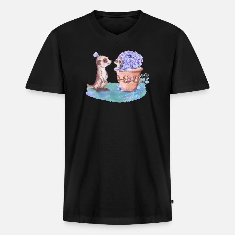 Erdmännchen - Männer Premium Bio T-Shirt mit V-Ausschnitt - Schwarz