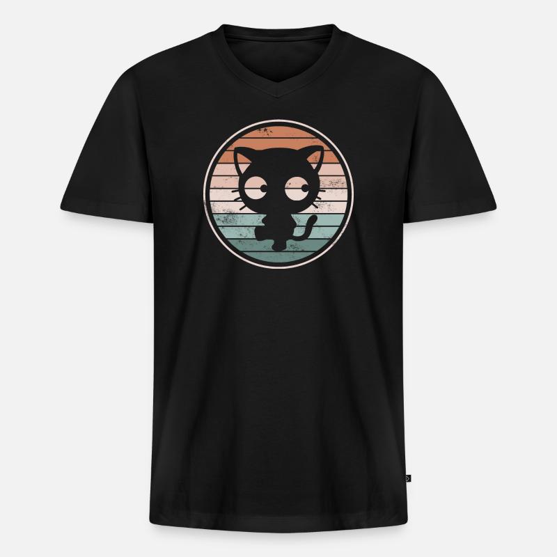 Katze Katzen - Männer Premium Bio T-Shirt mit V-Ausschnitt - Schwarz