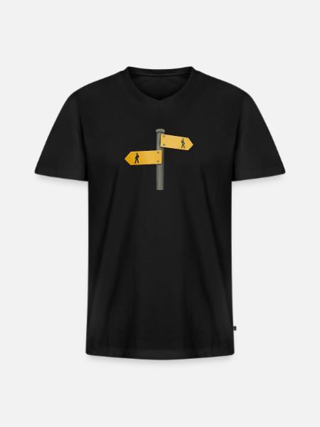 Wanderschild Wegweiser - Männer Premium Bio T-Shirt mit V-Ausschnitt - Schwarz