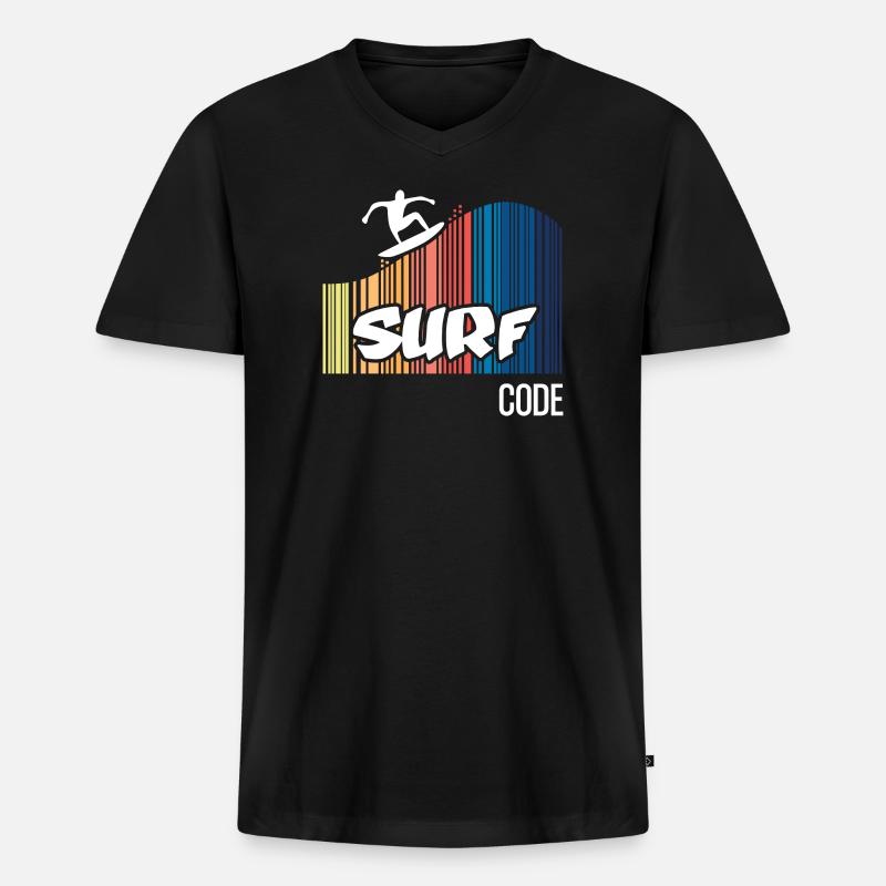 Code de surf (sombre) - T-shirt encolure en V Premium bio Homme - noir