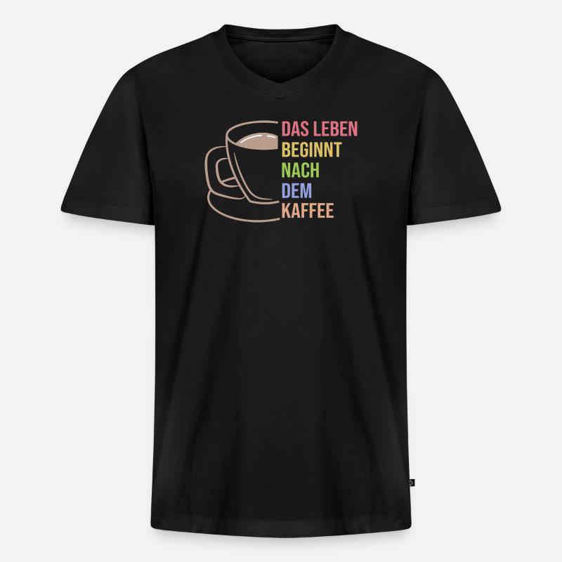 Kaffee Trinken Koffein Kaffeetasse Statement - Männer Premium Bio T-Shirt mit V-Ausschnitt - Schwarz