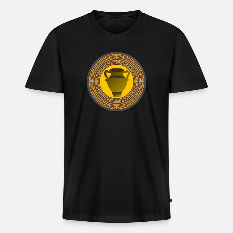 griechisches muster, antike vase griechisch - Männer Premium Bio T-Shirt mit V-Ausschnitt - Schwarz