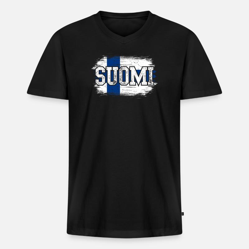 Suomi - Männer Premium Bio T-Shirt mit V-Ausschnitt - Schwarz