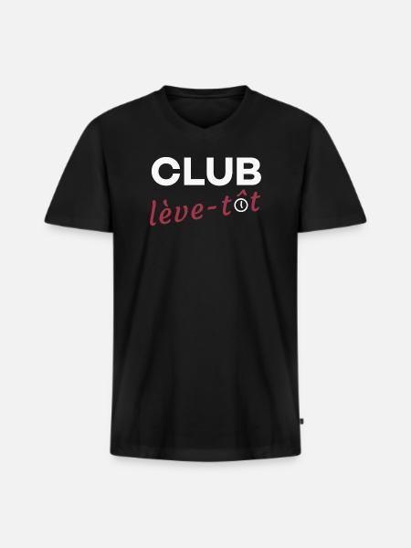 Club lève-tôt - T-shirt encolure en V Premium bio Homme - noir