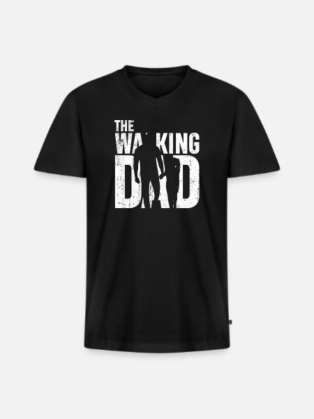 Walking With Dad Silhouette - Männer Premium Bio T-Shirt mit V-Ausschnitt - Schwarz