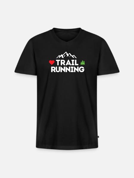 I love Trail Running - Men's Premium Organic T-shirt with V-neck - black