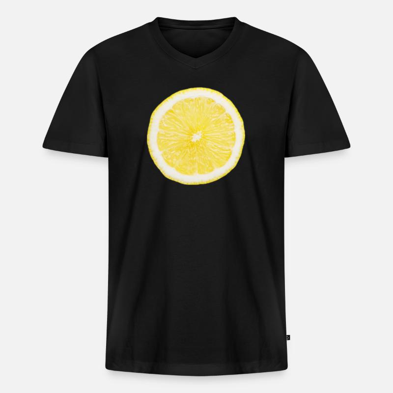 Halbe Zitrone - Männer Premium Bio T-Shirt mit V-Ausschnitt - Schwarz