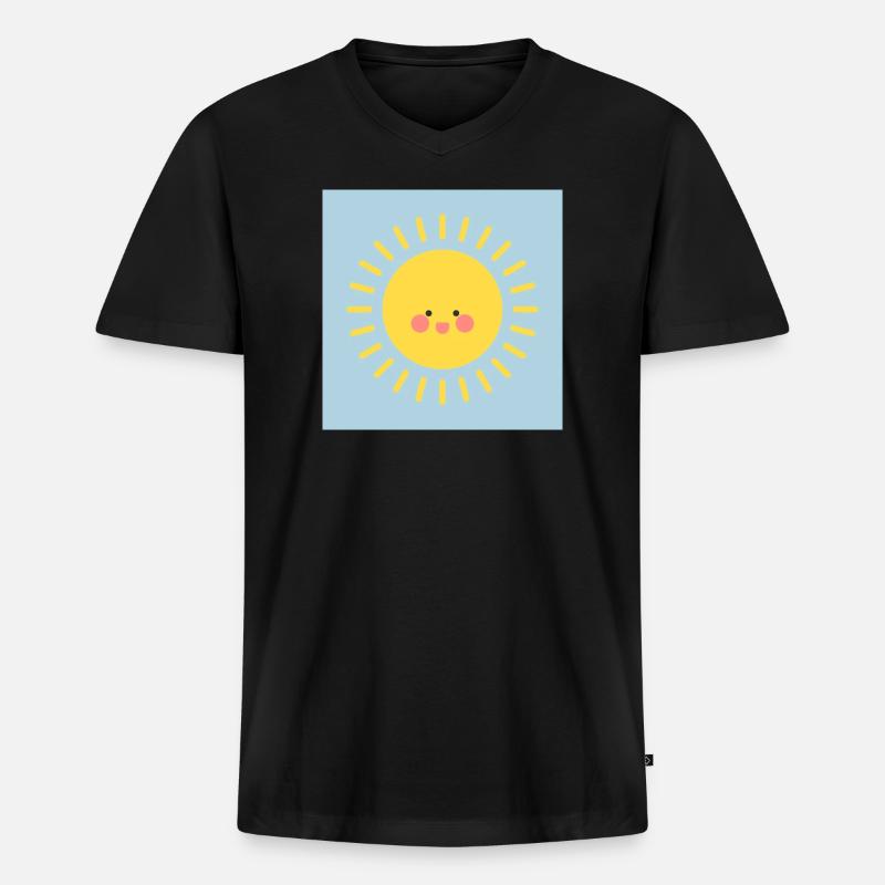 J.H - Männer Premium Bio T-Shirt mit V-Ausschnitt - Schwarz