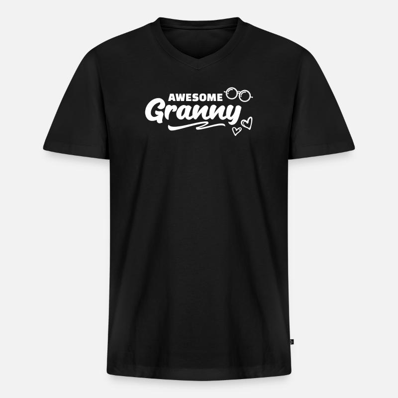 Cool Oma Statement Großmutter Großmama Brille - Männer Premium Bio T-Shirt mit V-Ausschnitt - Schwarz